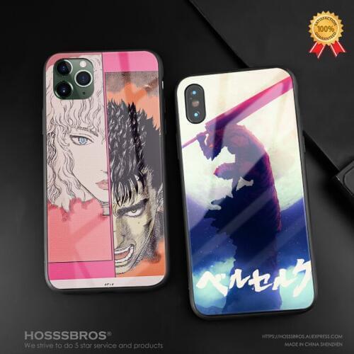 Guts curse mark Berserk Soft Silicone Tempered Glass Phone Case Cover Shell For iPhone 6 6s 7 8 Plus X XR XS 11 12 mini Pro MAX