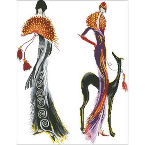 Lady and dog patterns Counted Cross Stitch 11CT 14CT 18CT DIY Chinese Cross Stitch Kits Embroidery Needlework Sets home decor