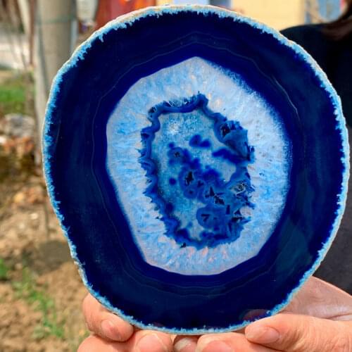 Natural agate sheet roller coaster polished blue agate sheet