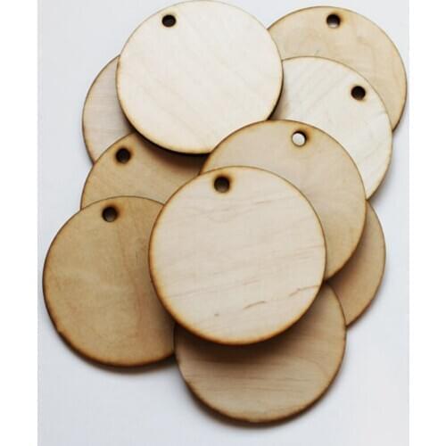 Unfinished Large Round Wood Circle Discs with hole wood ornament