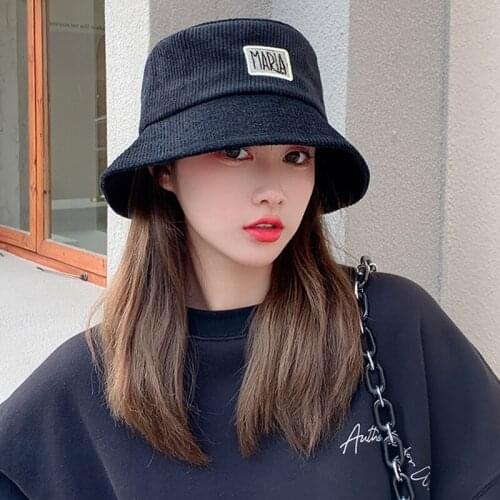 New Japan Series Corduroy Bucket Hat Women Autumn/Winter Korean Version Travel Fashion All-match Embroidery Retro Men Panama Cap
