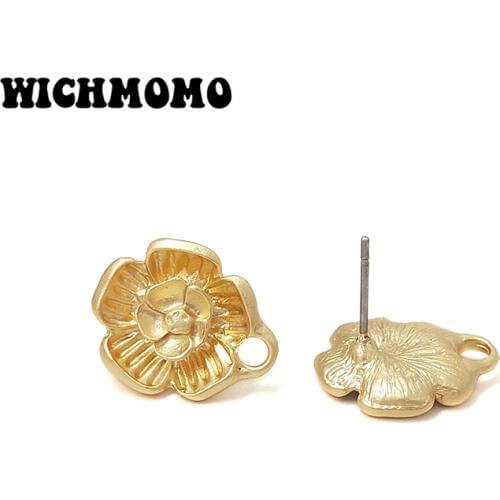New 17*14mm 10pcs High Quality Zinc Alloy Matte Small Flower Earring Base Connectors Linkers for DIY Earring Jewelry Accessories