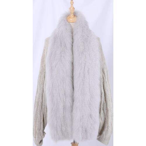 2020 New Womens Winter Real Fox Fur Scarf Knitted Scarves Wraps Natural Fox Fur Neck Warmer Neckchief Long Scarfs Fluffy Warm