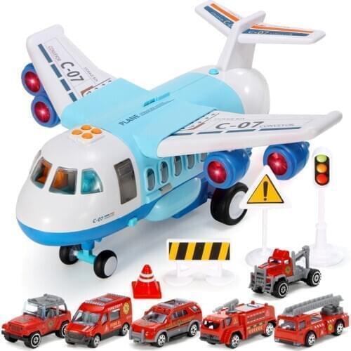 New Multifunctional Electric Toy Aircraft Airliner Transport Plane With Sprayable Smoke And Inertial Function Car Christmas Gift