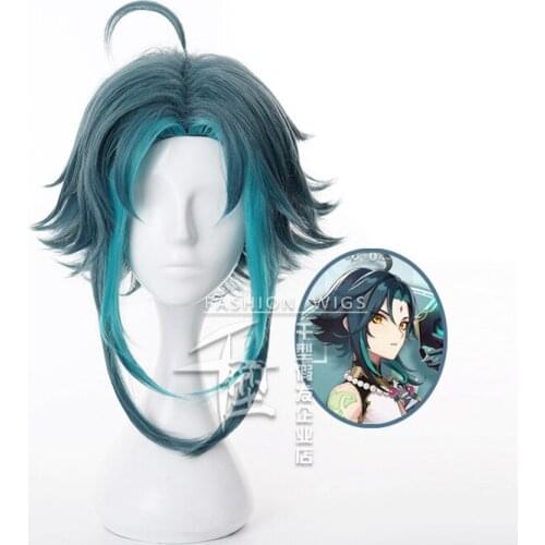 Game Genshin Impact Xiao Cosplay Harajuku Cosplay Wig Hair +wig cap