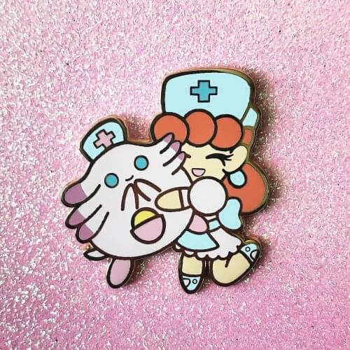 Partners In Healing Nurse Joy and Chansey Enamel Pins Cute Cartoon Lapel Pin Jacket Jeans Badge Brooch Fashion Accessories