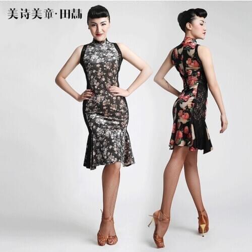 Latin Dance Dress Practice Clothes Female National Standard Dance Cheongsam Dress Suit Ballroom Dance Competition Dress