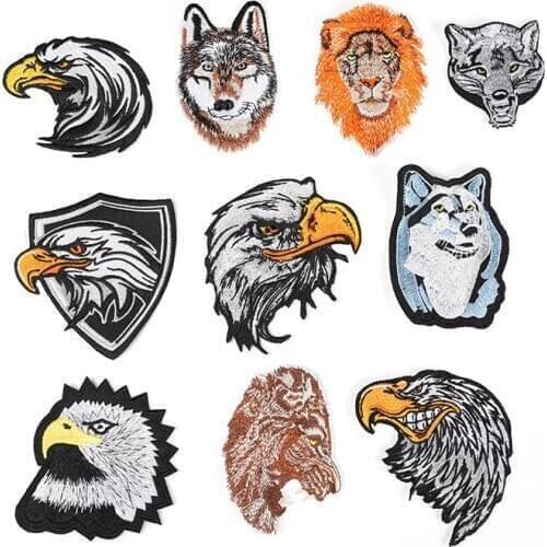 Leopard Tiger Lion Wolf Embroidery Iron On Patches For Clothing Applique DIY Hat Coat Dress Accessories Cloth Sticker Animal