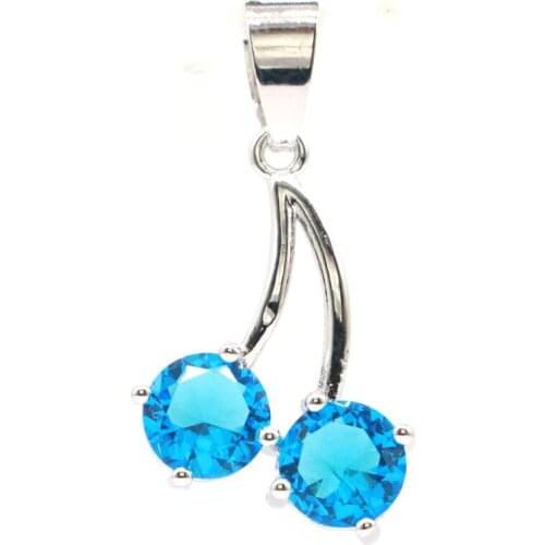 29x16mm Gorgeous Created Paris Blue Topaz For Women Dating Silver Pendant Eye Catching