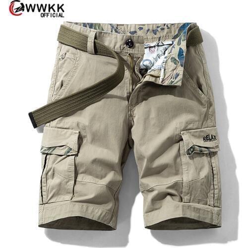 WWKK 2020 Hot Summer Casual Shorts Mens Cargo Multi-pocket belt Shorts Mens Solid Color Fashion Shorts Streetwear