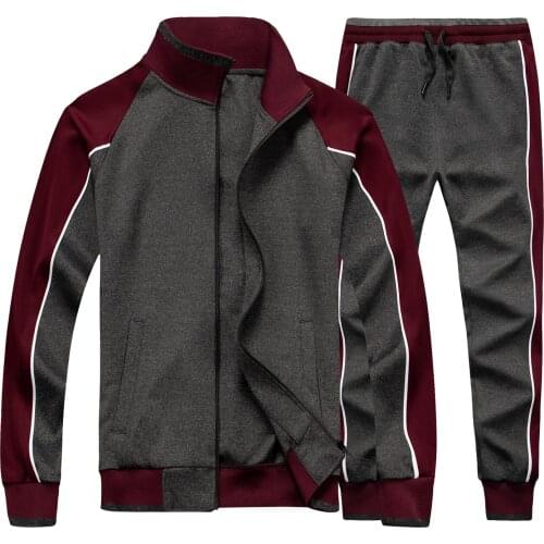Mens Sportswear Casual Spring Tracksuit Men Two Pieces Sets Stand Collar Jackets Sweatshirt Pants Joggers Track Suit Running