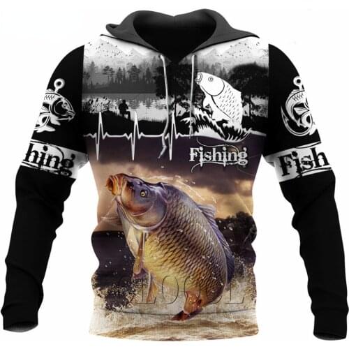 CLOOCL Fashion Animal Hoodies Carp Fishing 3D All Over Printed Hooded Sweatshirt Harajuku Streetwear Unisex Casual Tracksuit