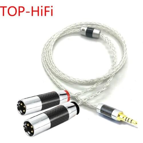 TOP-HiFi 7nOCC Silver Plated 3.5mm to Dual 2x 3pin XLR Balanced Male Audio Adapter Cable 2.5/4.4/3.5 to XLR Balanced Cable