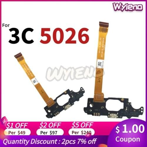 Wyieno For Alcatel 3C 5026 5026D 5026A USB Dock Charging Port Charger Plug Board Flex Cable With Microphone MIC