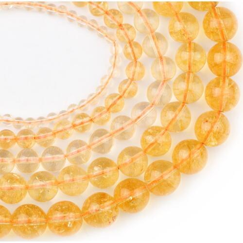 YHBZRET Natural Yellow crystal transparent Citrines Spacer Beads For Jewelry making 4/6/8/10/12MM DIY Bracelet Accessories