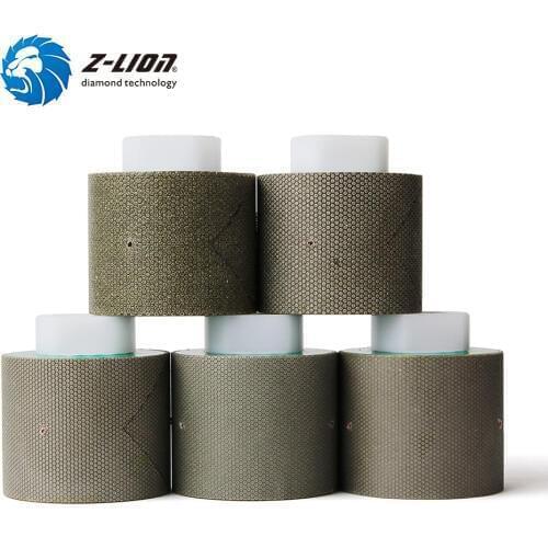 Z-LION 2" 5PCS Electroplated Diamond Drum Wheel Kit Wet Use Granite Marble Concrete Sink Hole Sanding Tool With 5/8-11 M14 Arbor