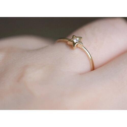 TRACYSWING Rings For Women Romantic Thin Star Delicate AAA Zircon Yellow Color Engagement Gift Fashion Jewelry KCR705