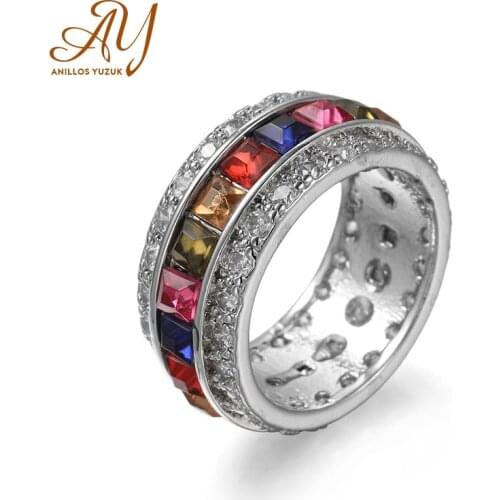 Anillos Yuzuk Vintage 925 Silver Jewelry Ring Multicolor Topaz Gemstone Female Ring For Wedding Party Gift Wholesale
