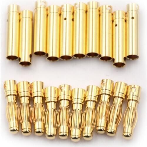 10Pair 4mm RC Battery Gold-plated Bullet Banana Plug High Quality Male Female Bullet Banana Connector