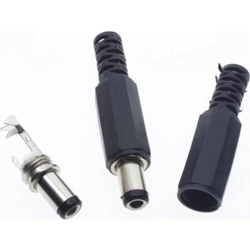 100Pcs DC Plug Male Electrical Socket Outlet DC-022 DC-005 DC-022B DC Outlet 5.5X2.1MM 5.5*2.5MM