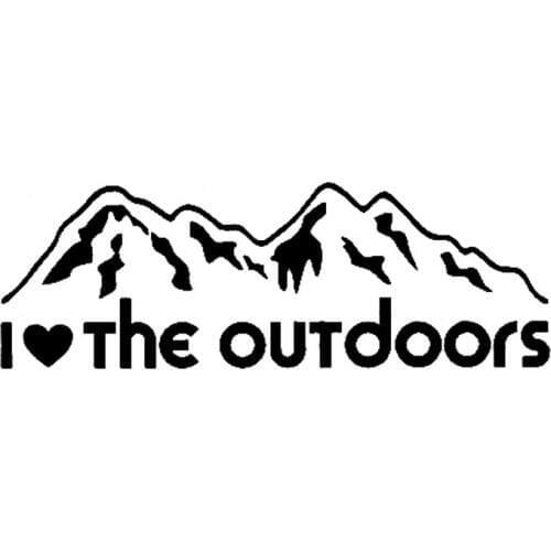 17.8CM*6.1CM I Love The Outdoors Hunting Hiking Fishing Climbing Vinyl Car Decals Car Stickers Accessories Black/Sliver C8-1339