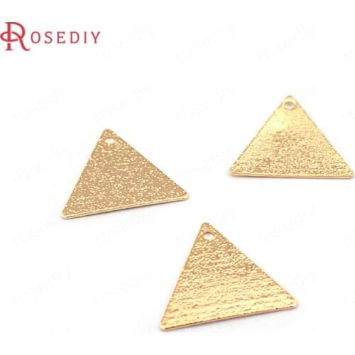 33639)20PCS 15*13MM thickness 0.5MM 24K Gold Color Brass Frosted Triangle Charms High Quality Diy Jewelry Findings Accessories
