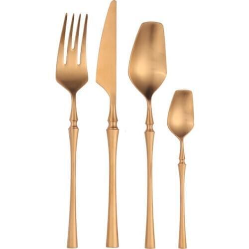 4Pcs/set Dinnerware Sets Black Gold Stainless Steel Cutlery Dinner Tableware Knife Fork Spoon Restaurant Kitchen Picnic Supplies