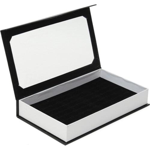 72 Ring Jewellery Display Storage Box Tray Show Case Organiser Earring Holder, Black Ring Box With Cover