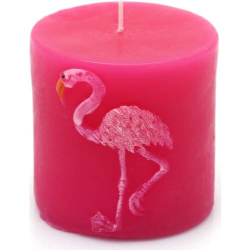 814047B SIA Rose Scented Candle Flamingo Patterned 7x7x7cm