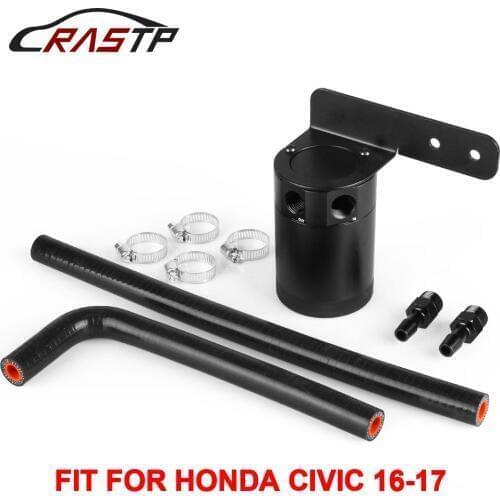 RASTP-1 set High Quality Black Oil Catch Can Tank With Radiator Silicone Hose Car Accessories for HONDA CIVIC 16-17 RS-OCC015