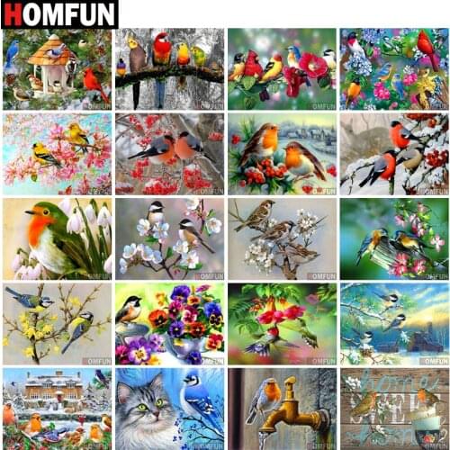 HOMFUN Full Square/Round Drill 5D DIY Diamond Painting "Animal Bird Scenic" 3D Diamond Embroidery Cross Stitch Home Decor Gift