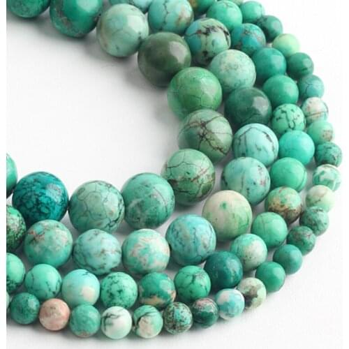 Natural Round Green Phoenix Turquoises Beads For Jewelry Making Strand 15" DIY Bracelet Necklace Jewelry Loose Beads 6 8 10 12mm