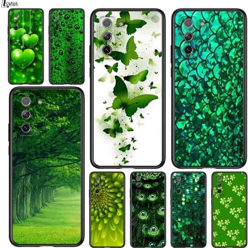 Beautiful Emerald Green for Samsung Galaxy S21 Ultra Plus Note 20 10 9 8 S10 S9 S8 S7 S6 Edge Plus Black Phone Case