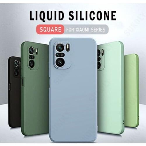 Square Silicone Soft Case For Xiaomi Redmi Note 10 Pro POCO X3 GT Mi 11 10 Lite Ultra Redmi Note 9 Pro 10S 8 Liquid Camera Cover