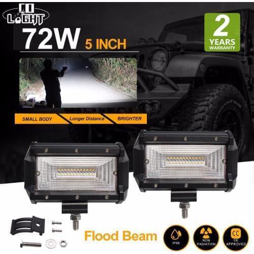 CO LIGHT 5 inch Led Working Light 72W 12V 24V Auto Floodlight for Off Road 4X4 Lada Gaz Uaz Tractor Led light Bar