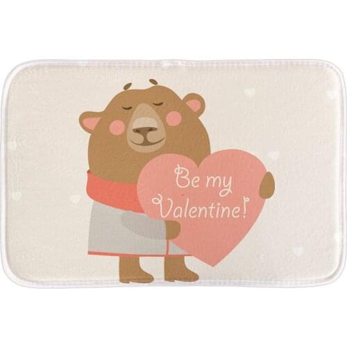 Be My Valentine Designs Printed Decorative Indoormat Soft Door Mat Short Plush Bathroom Floor Mats Cute Animals Print Carpets