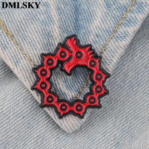 DMLSKY Cartoon Metal Pins Enamel Brooches for Women Men Lapel Pin Backpack Badge Denim Brooch M3904