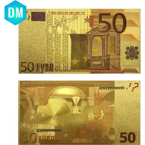 Hot Sale Gold Banknotes Fake Money Foil Bills 50 Euro Paper Money Collection Currency Souvenir Vintage Halloween Decoration