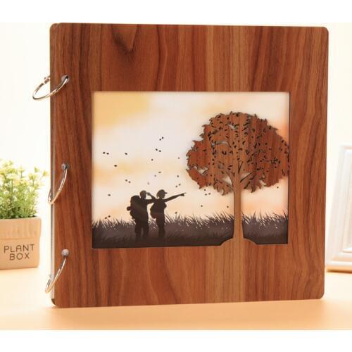 16 Inch Wood Covering Handmade Albums Loose-leaf Pasted Baby Lovers Photo Album Custom DIY Wedding Photo Album Memorial Album