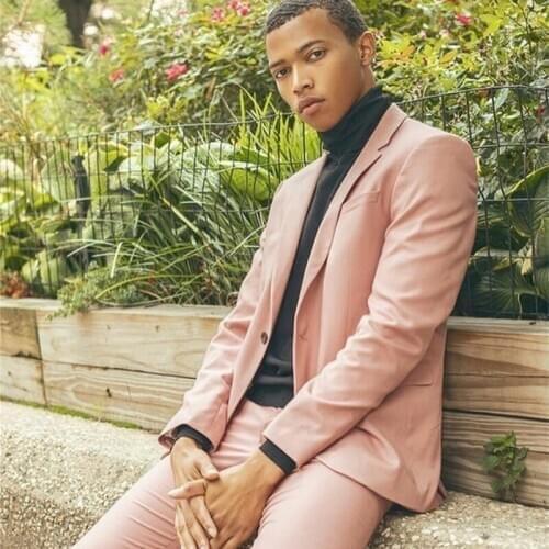 Tailored Duty Pink Mens Suits 2 Pieces Groom Best Man Pants Suit Business Wedding Blazer Coat (Jacket+Pants)