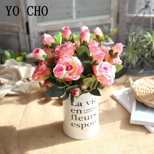 3 Heads Artificial Flower Roses Flannel Fake Flowers Rose Bridal Bouquet For Wedding Festival Party Home Desk DIY Decor Flowers