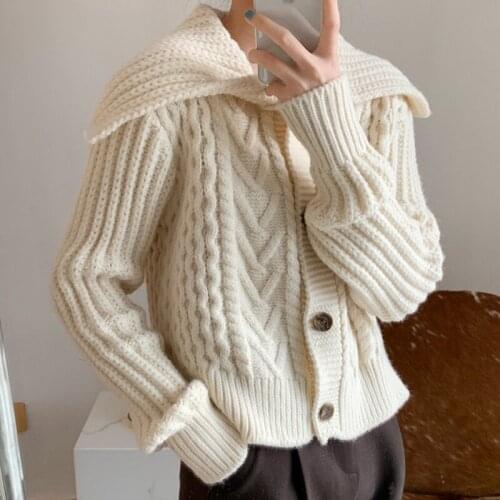 Women Long Sleeve Cardigan 2021 High Quality Sweater Autumn Winter Knitted Loose Jumper Thick Warm Casual Sweaters Coats