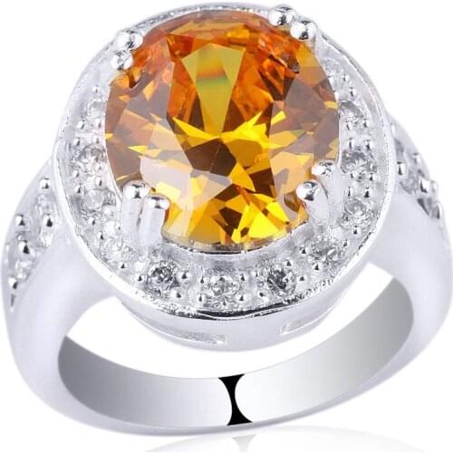 Classic 925 Silver Ring Women 10x12mm Oval Cubic Zirconia CZ Jewelry size 6 7 8 9 Christmas Gift R021