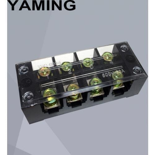 TB-6004 Terminal Block Row TB Series 60A 600V 4P Connection Lug Plate Fixed Terminal Covered Screw Barrier TBC-604/TC-604