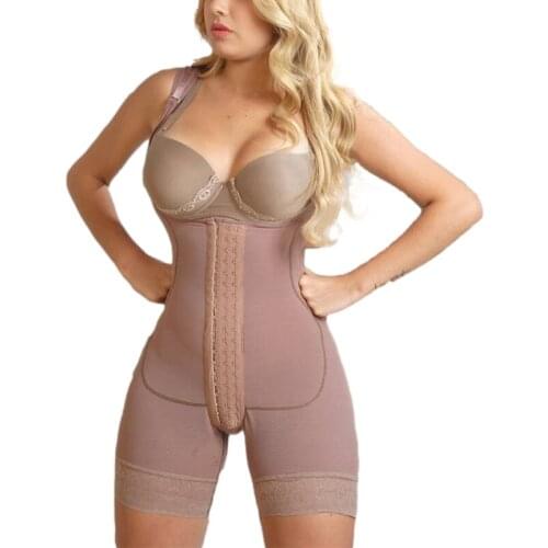 Tummy Control Shapewear Slimming Fajas Lace Front Closure Hook-eye Three-breasted Front Closure Double Compression Garment