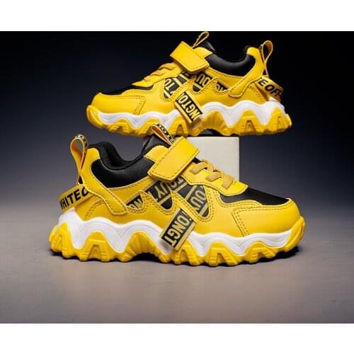 2021 New Sneakers Kids Shoes Boys Running Shoes Breathable Leather Wear-resistant Platform Boys Casual Shoes Chaussures Enfants