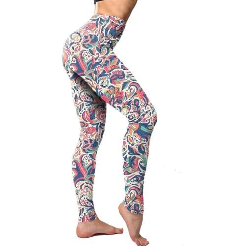 High Waist Joga Leggings For Women Classic Retro Color Floral Graffiti Print Leggings Push Up Seamless Fitness Women Leggings