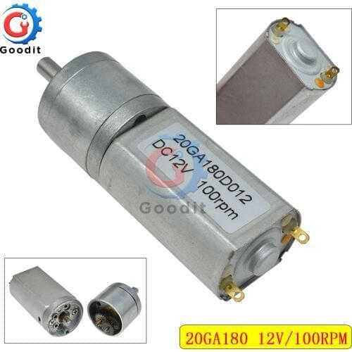 20GA180 12V/100RPM Metal Gear Low Speed High Torque Gear Motor DC Gear Speed Reduction for smart car / toys RC Robot Metal Motor