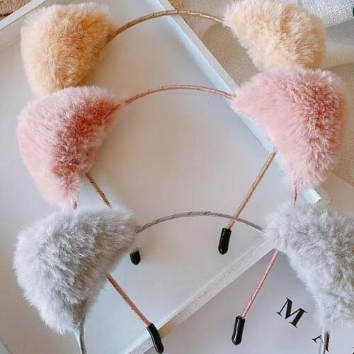 Korea Cute Cat Ears Headband For Girl Face Wash Makeup Plush Hair Bands Kids Hair Accessories For Women Cute Accessorie