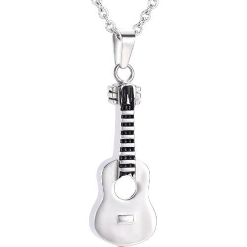 IJD7129 Musical Instruments Cremation Jewelry For Human Memory - Stainless Steel Guitar Memorial Urn Necklace Pendant For Ashes